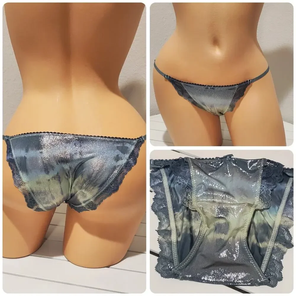 Victoria's Secret Dream Angels String Bikini Panty Rainbow Shift Gray On Green